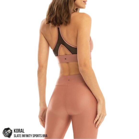 KORAL ACTIVEWEAR SLATE INFINITY LUSTROUS SPORTS BRA IN SAND PINK WOMEN’S SIZE XS - Picture 2 of 15